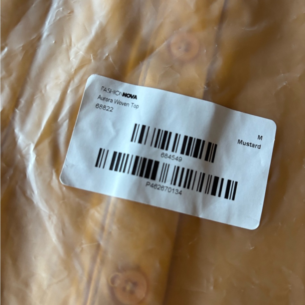 Fashion Nova Mustard Button-Down Shirt  Aurora Woven Top - Picture 4 of 4